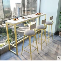 nordic marble bar table contracted iron art against the wall high table household milk tea cafe bar long table and chair
