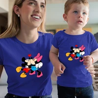 family matching clothes children girl t shirt casual woman man universal short sleeved cartoon mickey mouse graphic tshirt top