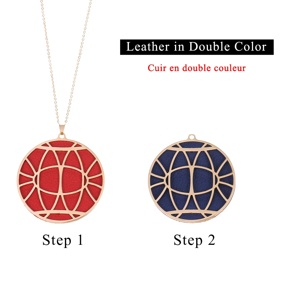 Yioumit Сменные кожаные розовые Золотые круглые модные подвески Ожерелье Висячие