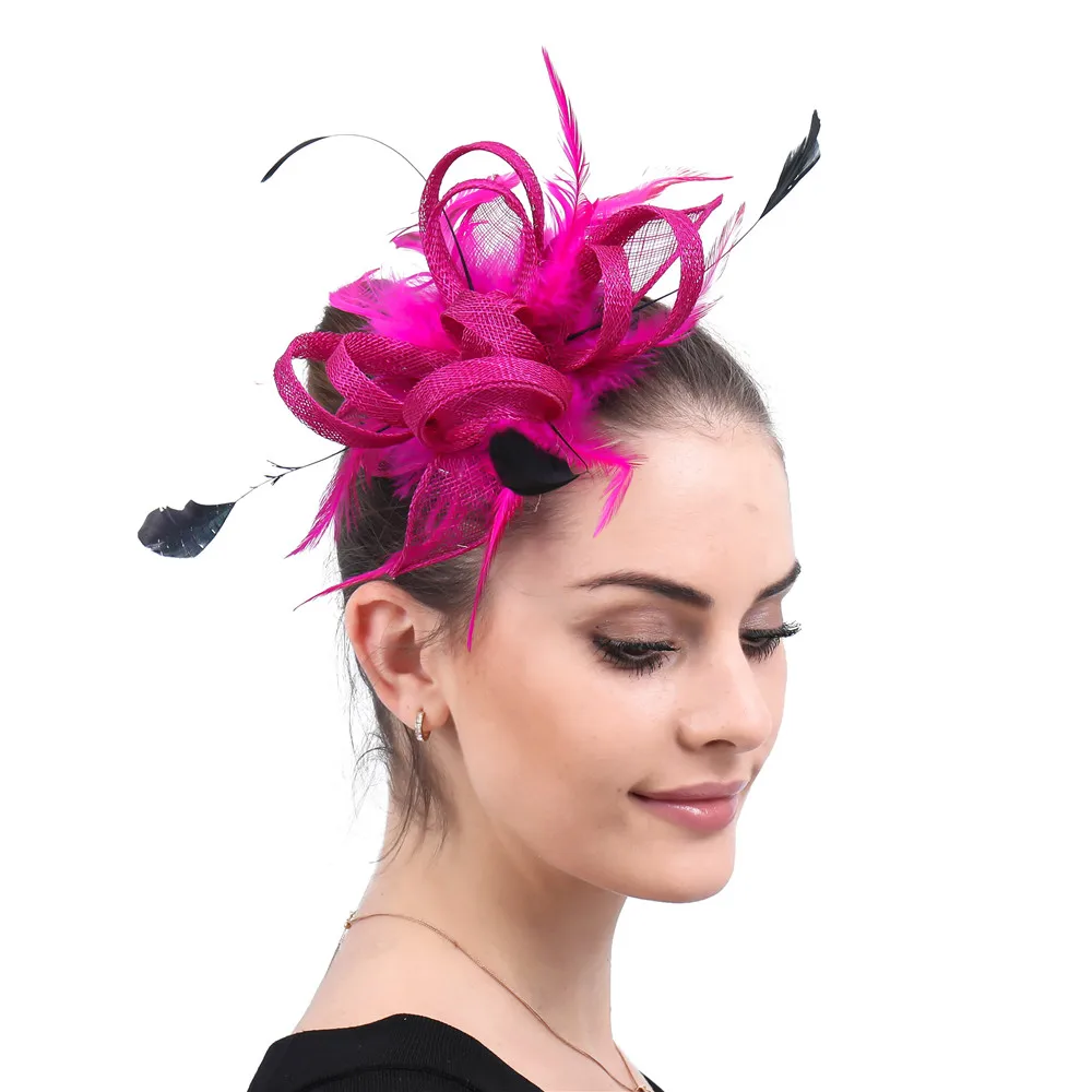 

New Color Sinamay Wedding Women Headwear Formal Ladies Fashion Fascinator Hair Accessories With Fancy Feathers Headdress Dinner