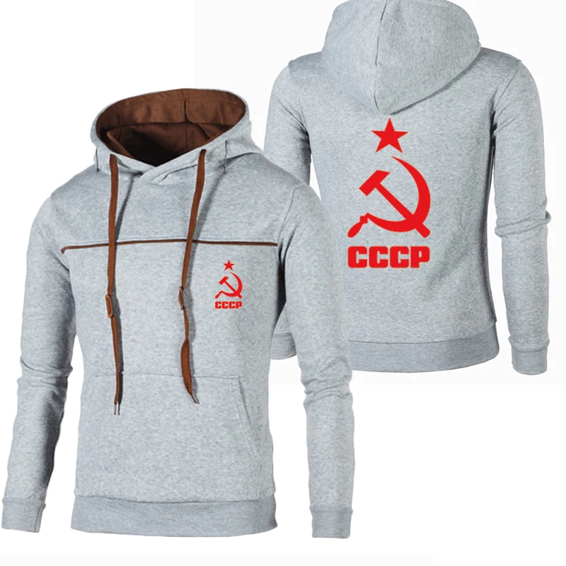 

Spring Autumn Men's Pullover CCCP Russia Soviet Union Soviet Printing Casual Men's Hoodie High Quality Cotton Mens Sweatshirt