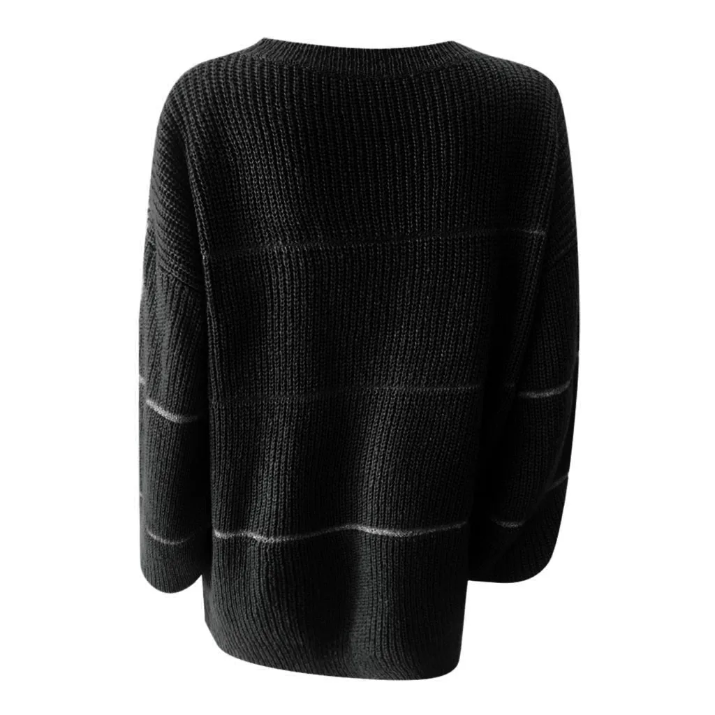 Women's Sweater Casual O-Neck Winter Solid Long Sleeve Maglione Pullovers Loose Knitted Jacket poleras mujer D18 | Женская одежда
