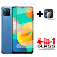 4 in 1 for glass samsung galaxy m32 full glue clear tempered glass for samsung m32 screen protector for samsung m32 lens glass