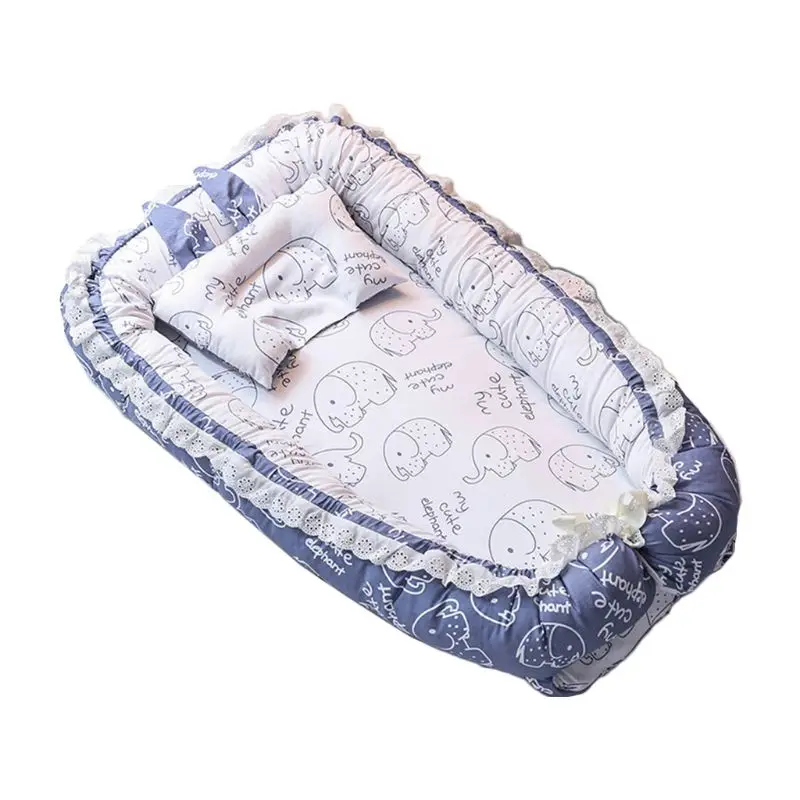 

Portable Baby Bed Infant Travel Sleep Nest Soft Breathable Cotton Lounger Bed During infancy prevent babies from hitting