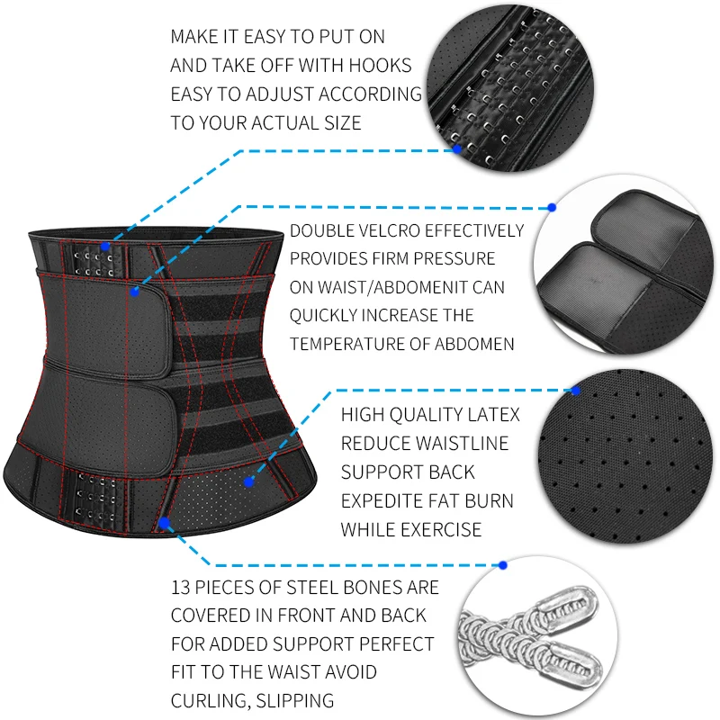 Латексный тренажер для талии корректор фигуры двойной пояс дышащий Женский