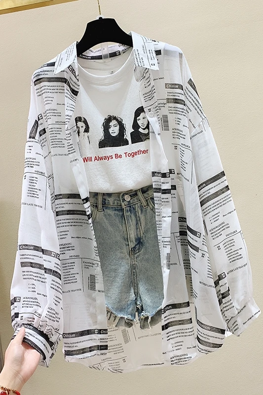 

Summer Chiffon cardigan long sleeve sunscreen clothes women's 2021 new thin versatile coat Korean loose style