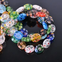 flat oval shape mixed flower patterns 8x10mm 10x12mm millefiori glass loose beads for diy crafts jewelry making findings