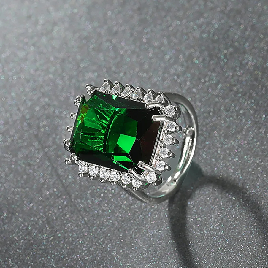

Tourmaline Jewelry Green Blue Loves Rings for Women S925 Color Silver Resizable Bizuteria Anillos De Pure Gemstone Ring Females