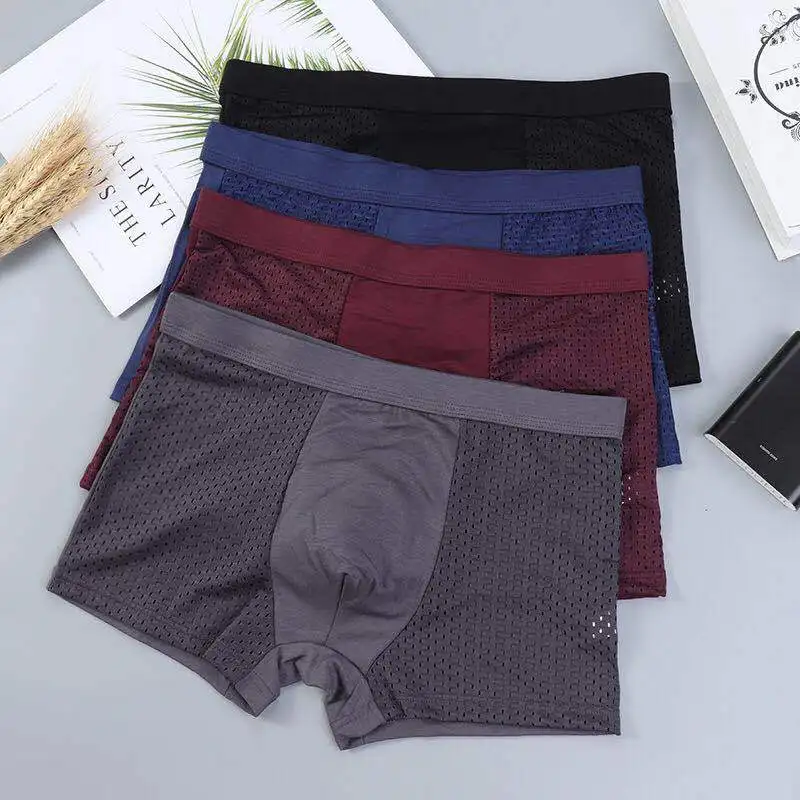 

Male Panties Modal Men's Underwear Boxers Breathable Man Ice Silk Sexy U Convex Boxer Solid Underpants Comfortable Mesh Shorts L