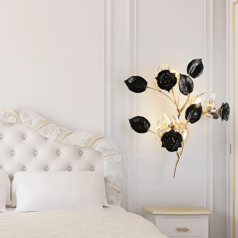 Настенный светильник с уникальным керамическим цветком настенный золотым