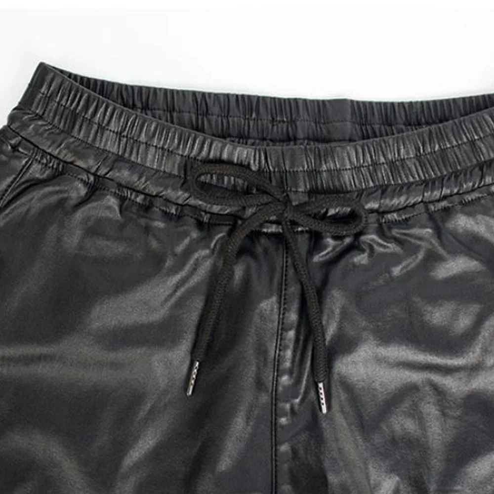 

Women Casual Loose Pants Elastic High Waist PU Faux Leather Trouser Streetwear Female Ladies Joggers Hip Hop Punk Black Pants