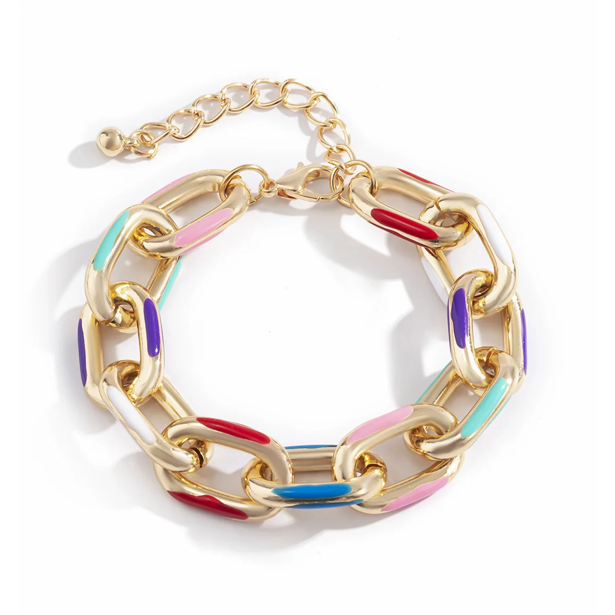 

Modern Jewelry Chain Bracelet Popular Style Hot Selling Metal Alloy Golden Plating Colorful Women Bracelet For Party Gifts