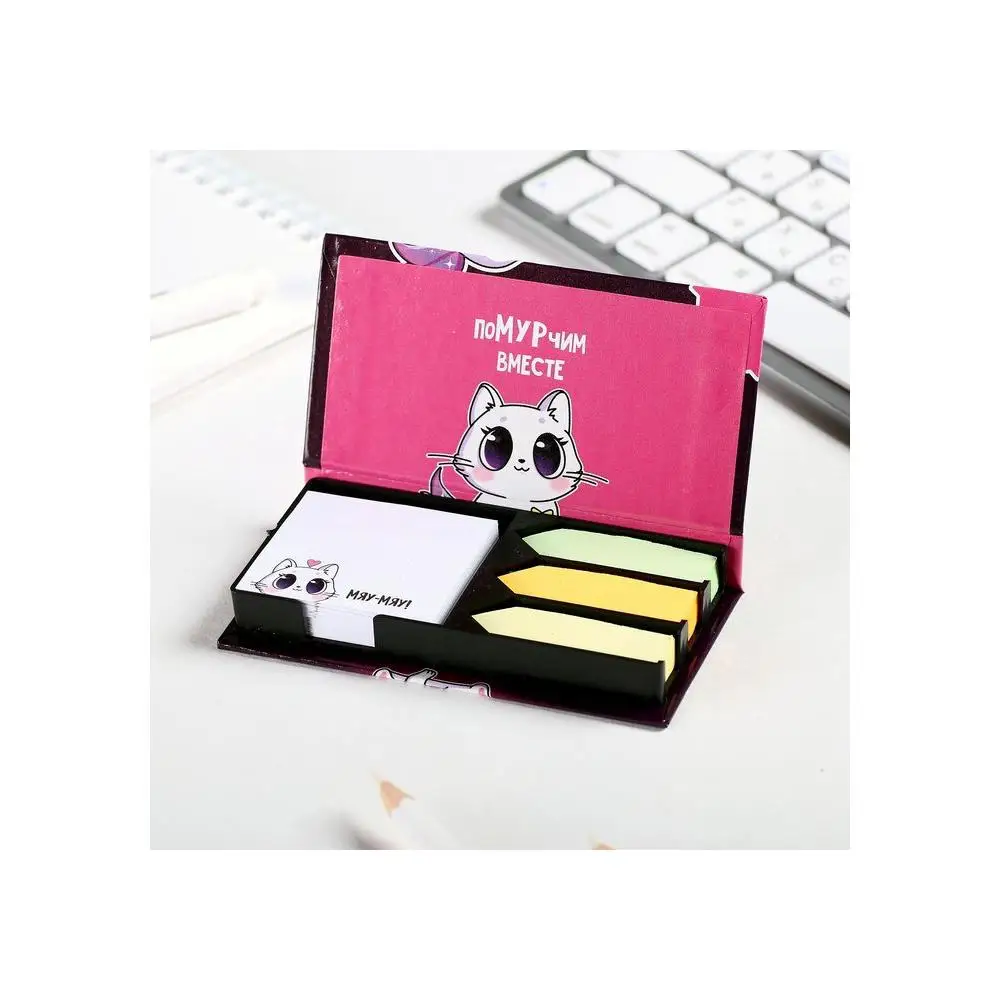 Paper block in a plastic case &quotclutter moments" 100 sheets + 3 sticker 4632584 simaland Self-adhesive check Note stickers for records notes