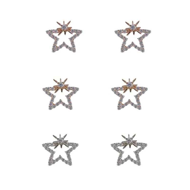 

2021 new 18K gold fashion temperament exquisite star inlaid zirconium star with same temperament earrings women