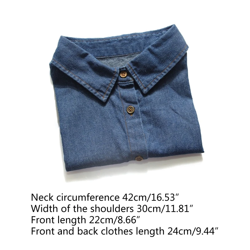 

Unisex Washed Denim Cotton Fake Collar Button Detachable Lapel Half Shirt Dickey