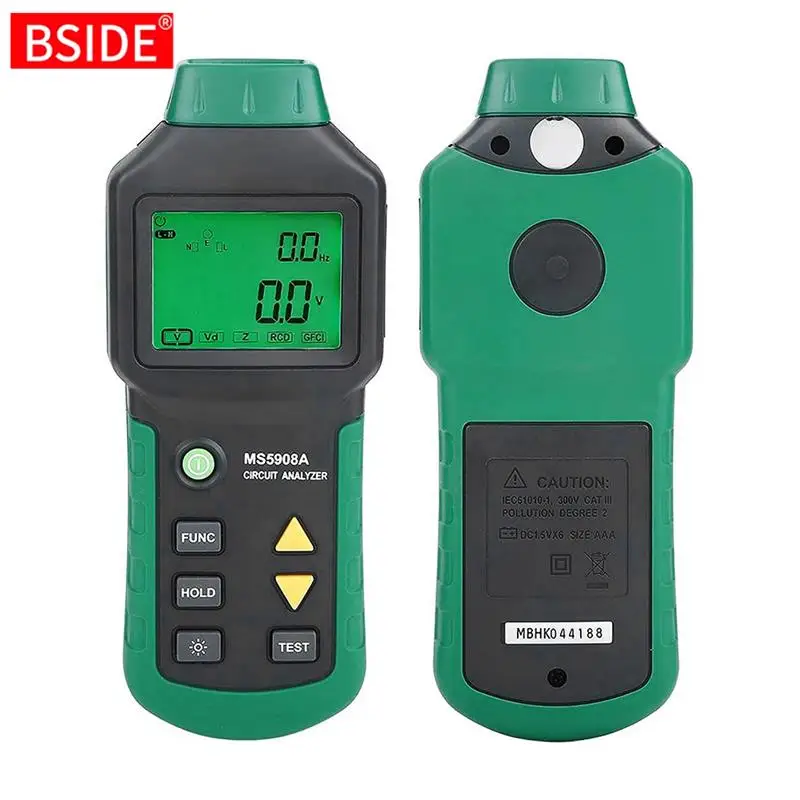 

BSIDE LCD Voltage Circuit Analyzer AC Voltage RCD GFCI Socket Tester RMS Circuit Tester MS5908A MS5908C Circuit Breaker Finders