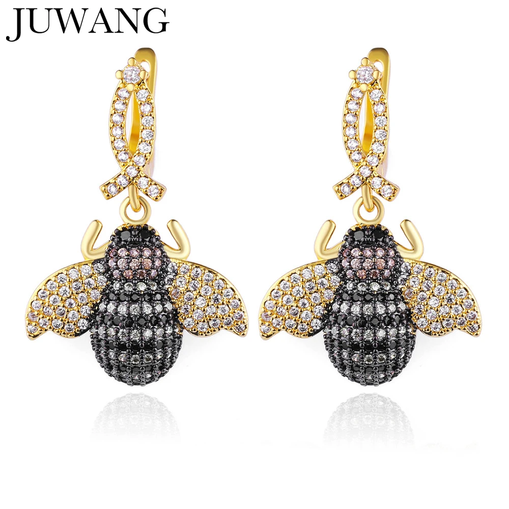 gold-a pair JUWANG, дизайн, женские серьги в стиле бохо, яркие серьги в виде пчелы, животных, висячие серьги для женщин, подарок для девочки, ювелирное изделие - Окраска металла: gold-a pair