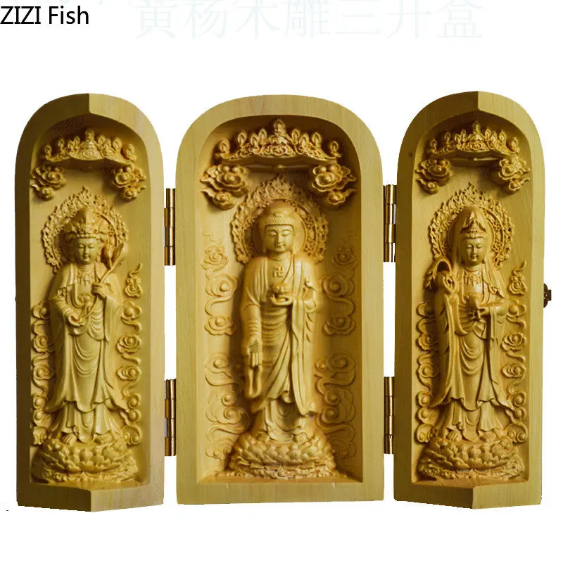 Китайские статуи для украшения самшита статуя Будды резьба по дереву