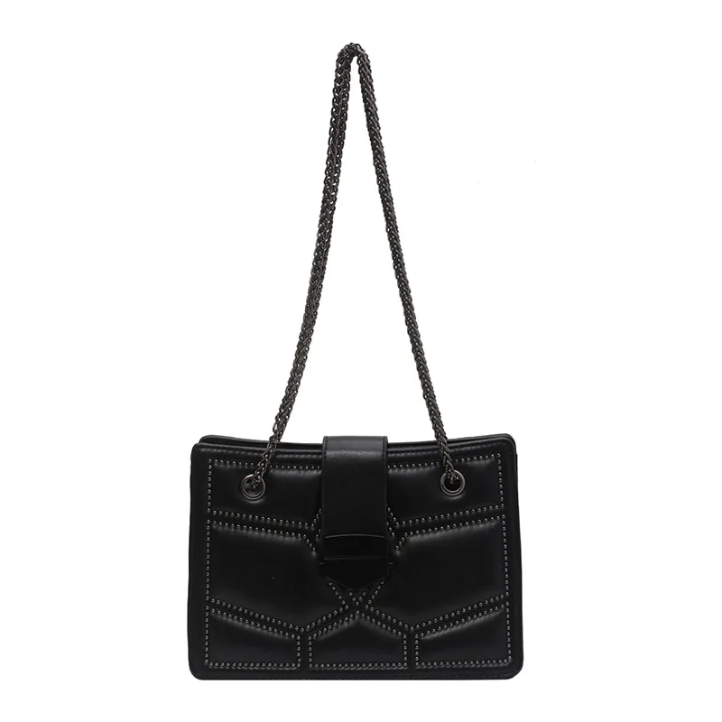 

Rivet Design Messenger Bag For Women 2021 Trendy Classic Leather Shoulder Bag Chain Ladies Handbags And Purses Travel Hand Bag
