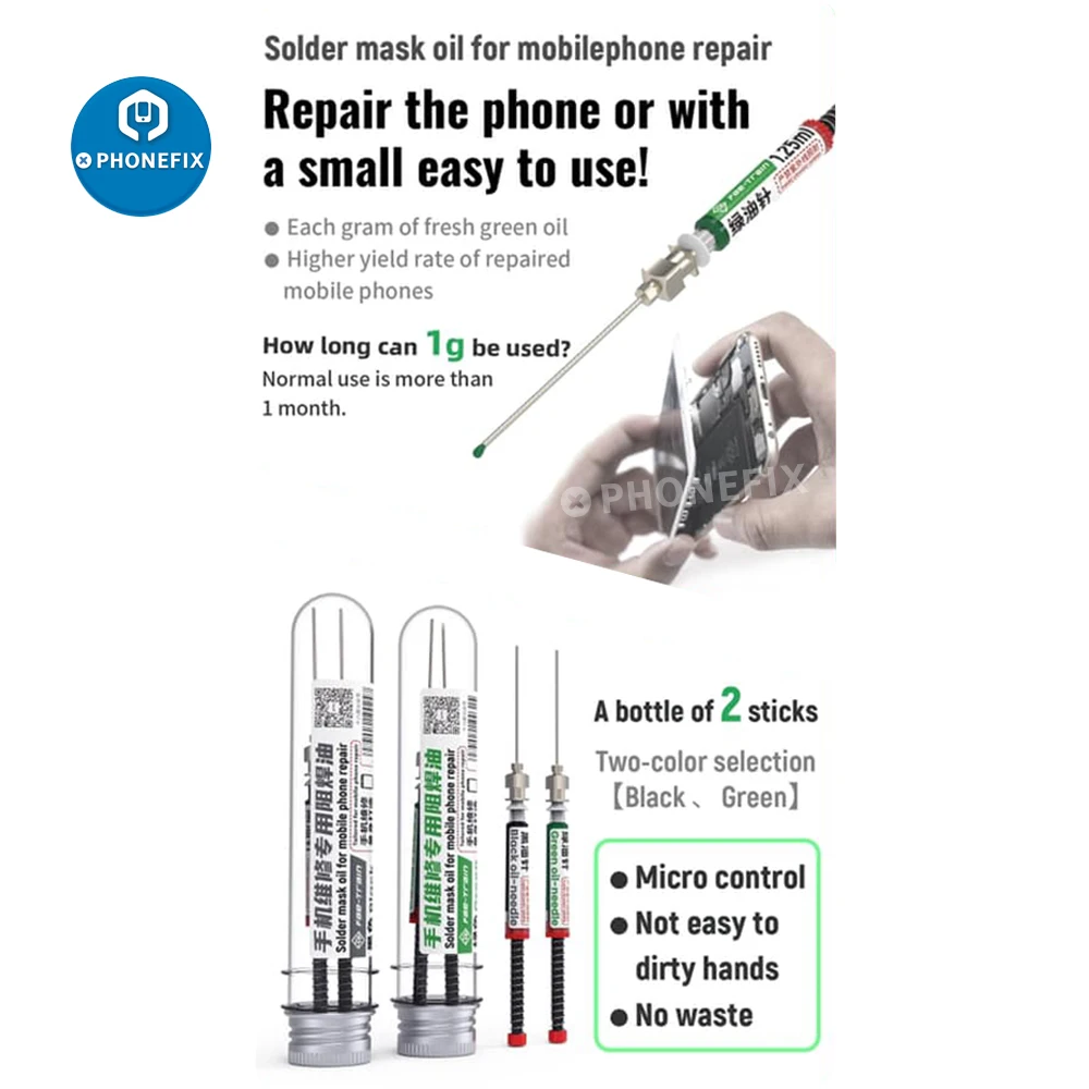 

Micro Control Solder Mask UV Solder Flux Green Oil Black Oil For Mobile Phone Motherboard PCB Soldering Repair