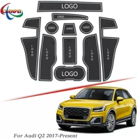 brand logo car styling for audi q2 2017 present gate slot pad interior door groove mat non slip dust mat intorior accessory