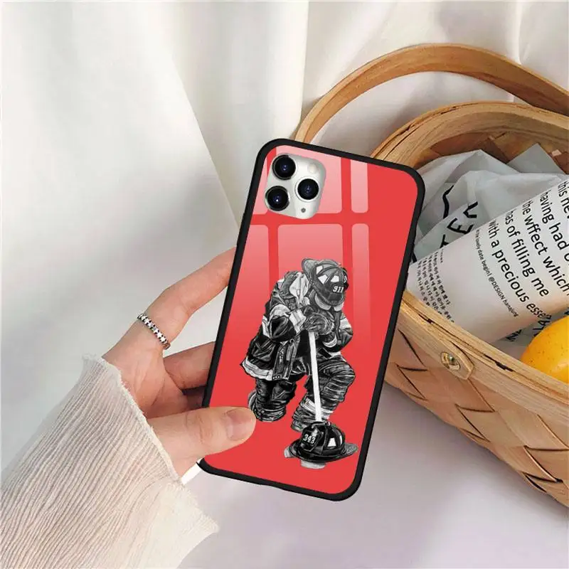 

Firefighters and fire signs Phone Case Tempered glass For iphone 11 12 PRO MAX X XS XR 5C 6 6S 7 8 plus