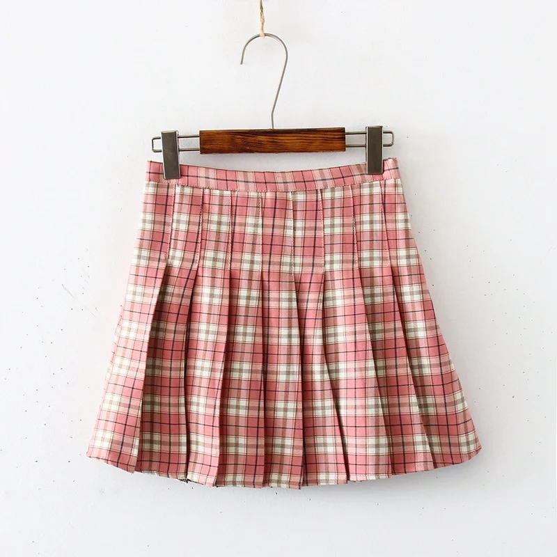 Стильные студенты для девочек клетчатая плиссированная Высокая талия юбка