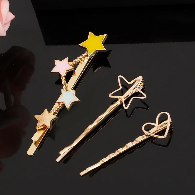 3 предмета в комплекте Стразы Звезды сердце цветы бабочка волосы на каждый день