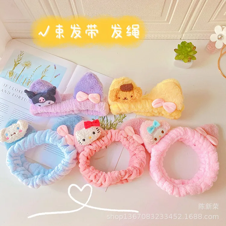 Sanrio повязка на голову для мытья волос с Hello Kitty головной убор плюшевый эластичный