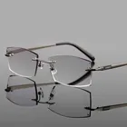 Очки мужские без оправы для близорукости, оптические аксессуары для работы за компьютером по рецепту, с прогрессивными кристаллами, без оправы, с алмазной резкой