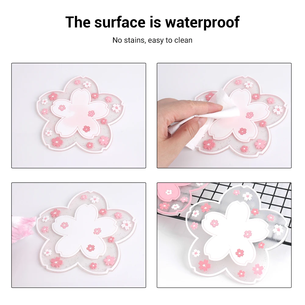 2 Pieces Of Japanese Cherry Blossom Insulation Table Mat Home Office Non-slip Teacup Milk Mugs Coffee Cup Coaster | Дом и сад