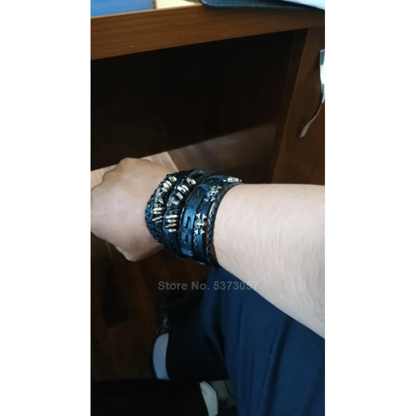 Кожаный браслет в стиле стимпанк 6 шт./компл. готический мужской со звездами