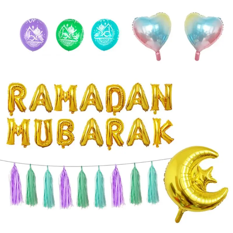 

1 Set 18in Eid Mubarak Star Moon Foil Balloons Ramadan Party Ornaments Festival Decoration Supplies