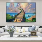 Креативная животная Кошка Собака Картина на холсте фантазия пейзаж плакаты и принты настенные картины современная гостиная украшение для дома