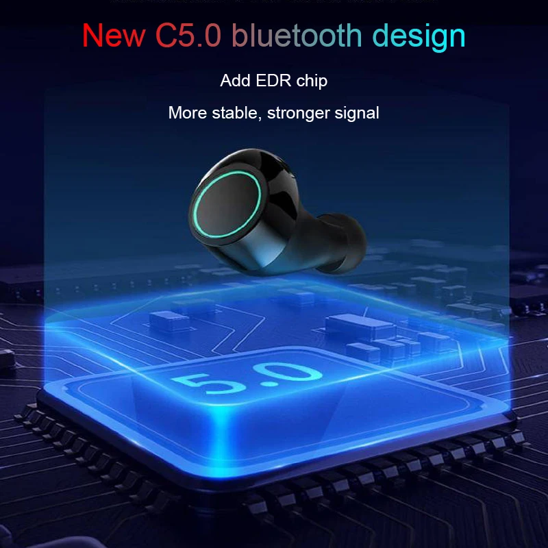 Стереонаушники-вкладыши с поддержкой Bluetooth 5 0 и зарядным футляром | Электроника
