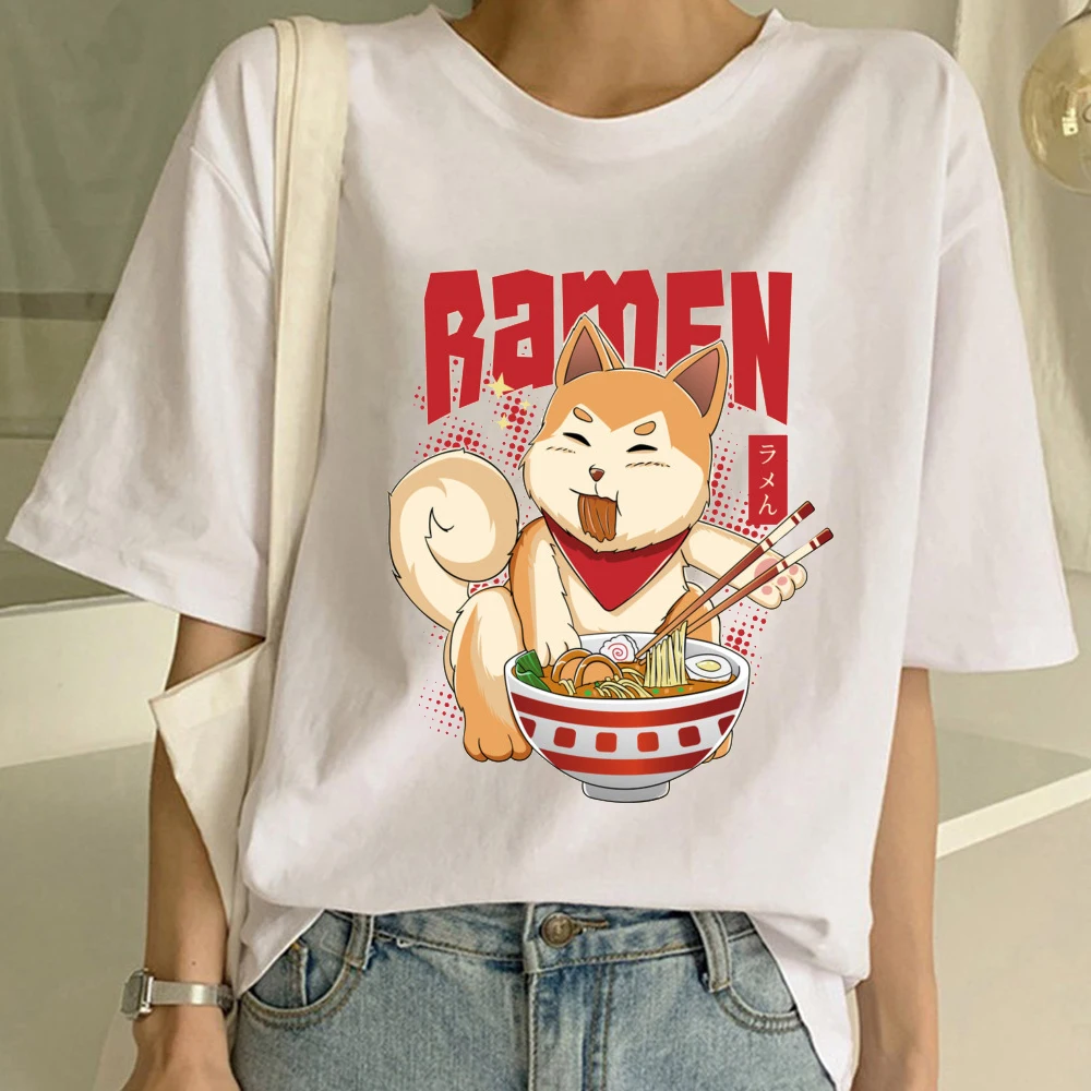 Забавная женская футболка Повседневная с круглым вырезом летняя одежда Harajuku Kawaii