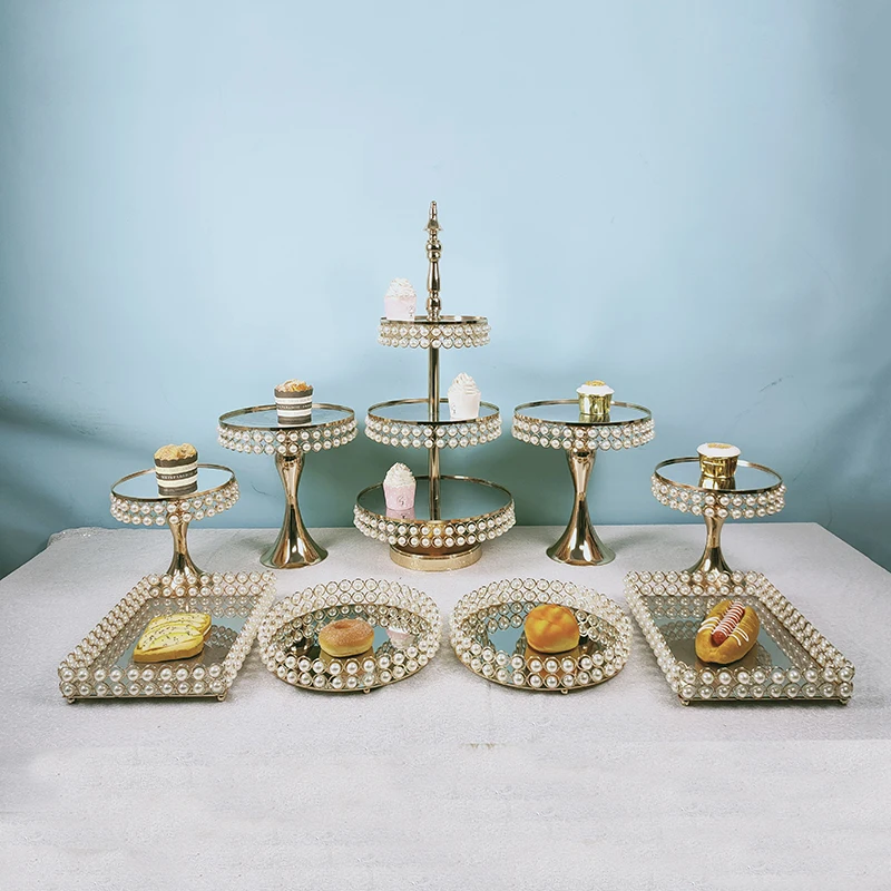 Жемчужный торт подставка золото и серебро кекс Свадебные благородные вечерние
