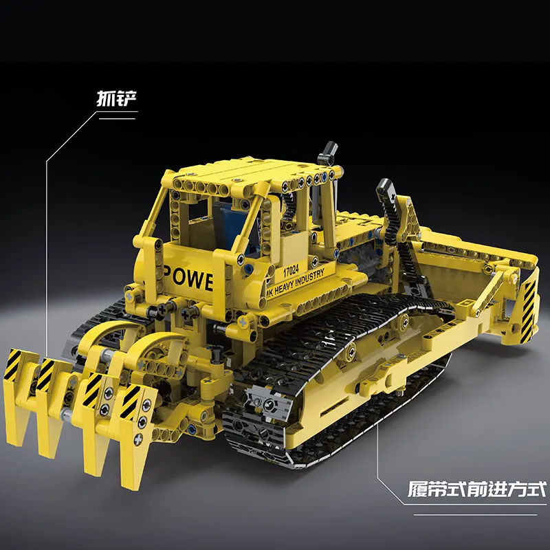 Высокотехнологичный автомобиль MOULD KING 17024 бульдозер с управлением через приложение RC гусеница D8K набор