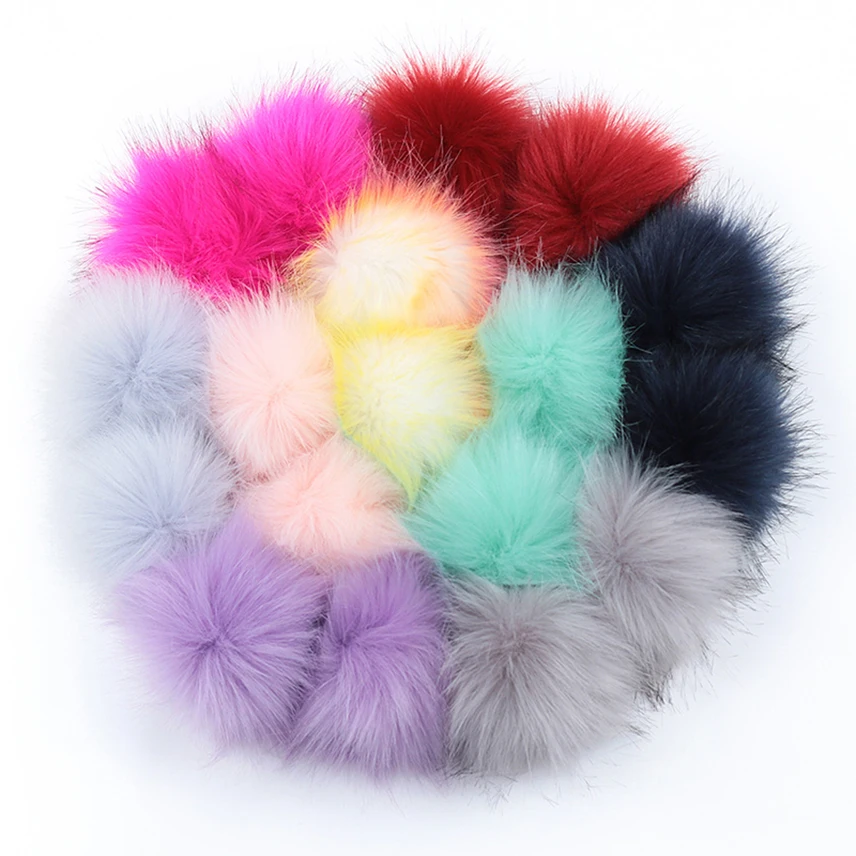 

1pc 10cm Fake Fluffy Hairball Fox Fur Hat Ball Pom Pom With rubber band DIY Kids Toys Crafts Materials Handicraft Handmade