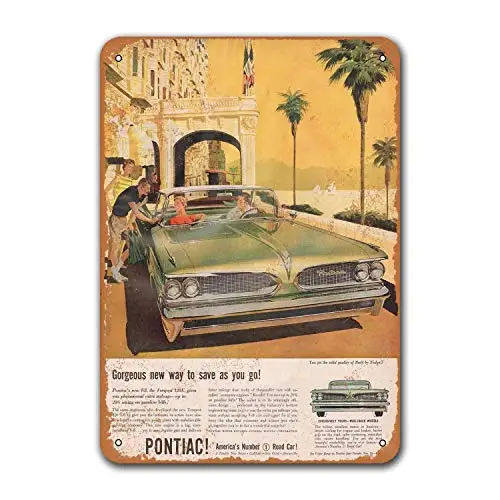 

Vintage Car Tin Signs Metal Coffee Club Grage Man Cave Sgins Office Home 1958 Pontiac Tempest 420E Pub Bar Poster Game Room Wal