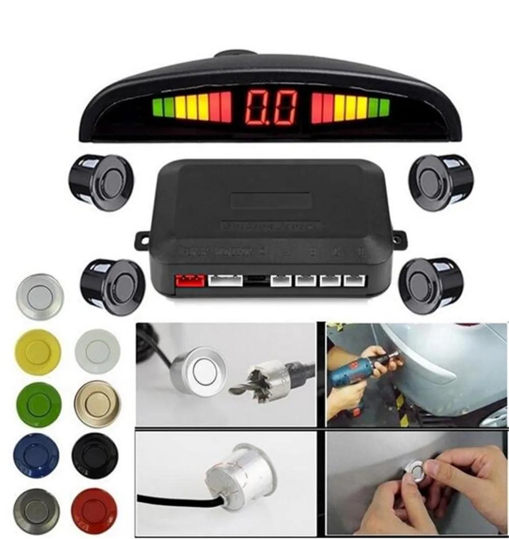 4 Parking Sensors Kit Universal Car Sensor Reversing Radar Distance Detection Digital Display Monitor System 12V | Автомобили и