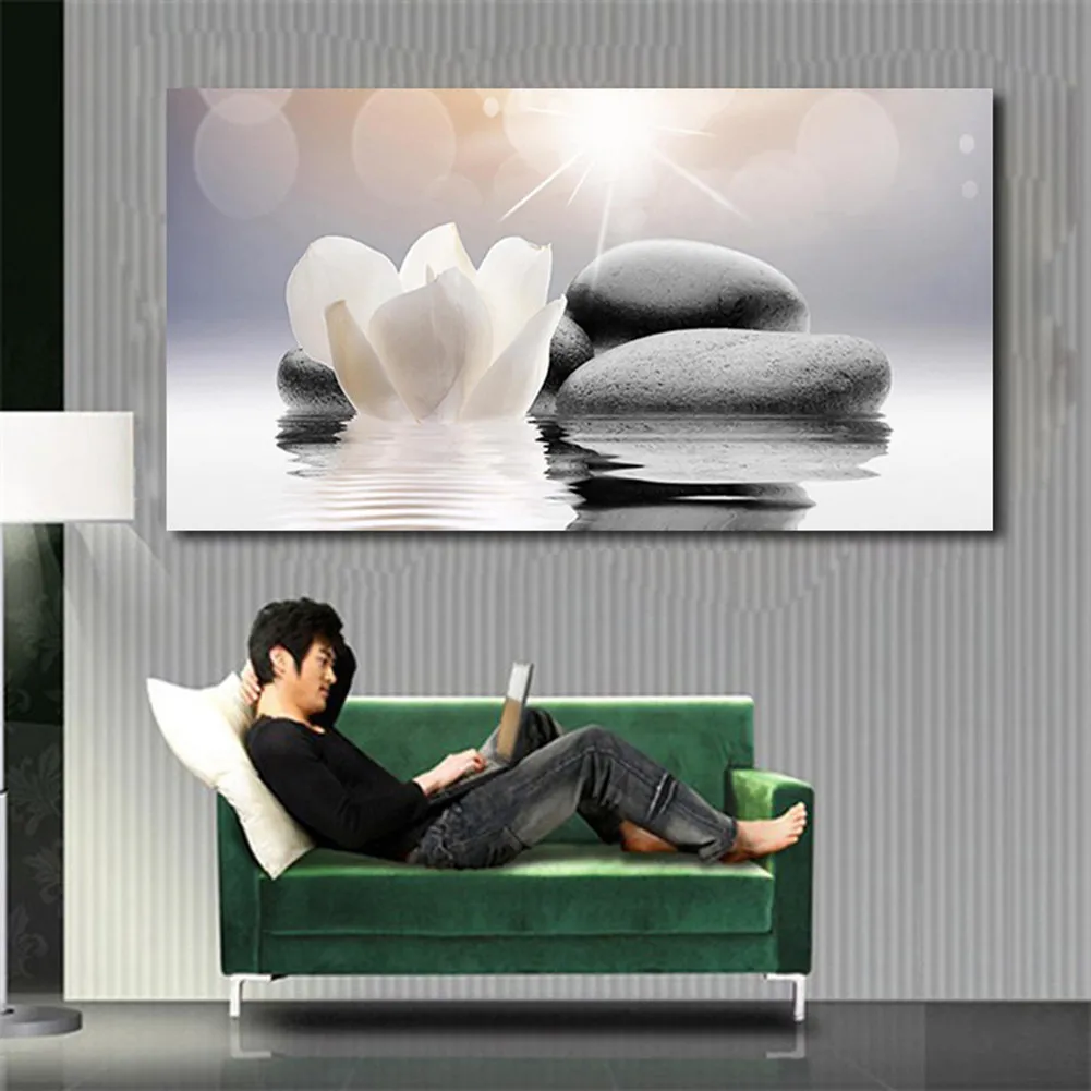 

Unframed Modern White Flower Stone Art Oil Canvas Painting Landscape Series HD Pictures Print Living Room Decor