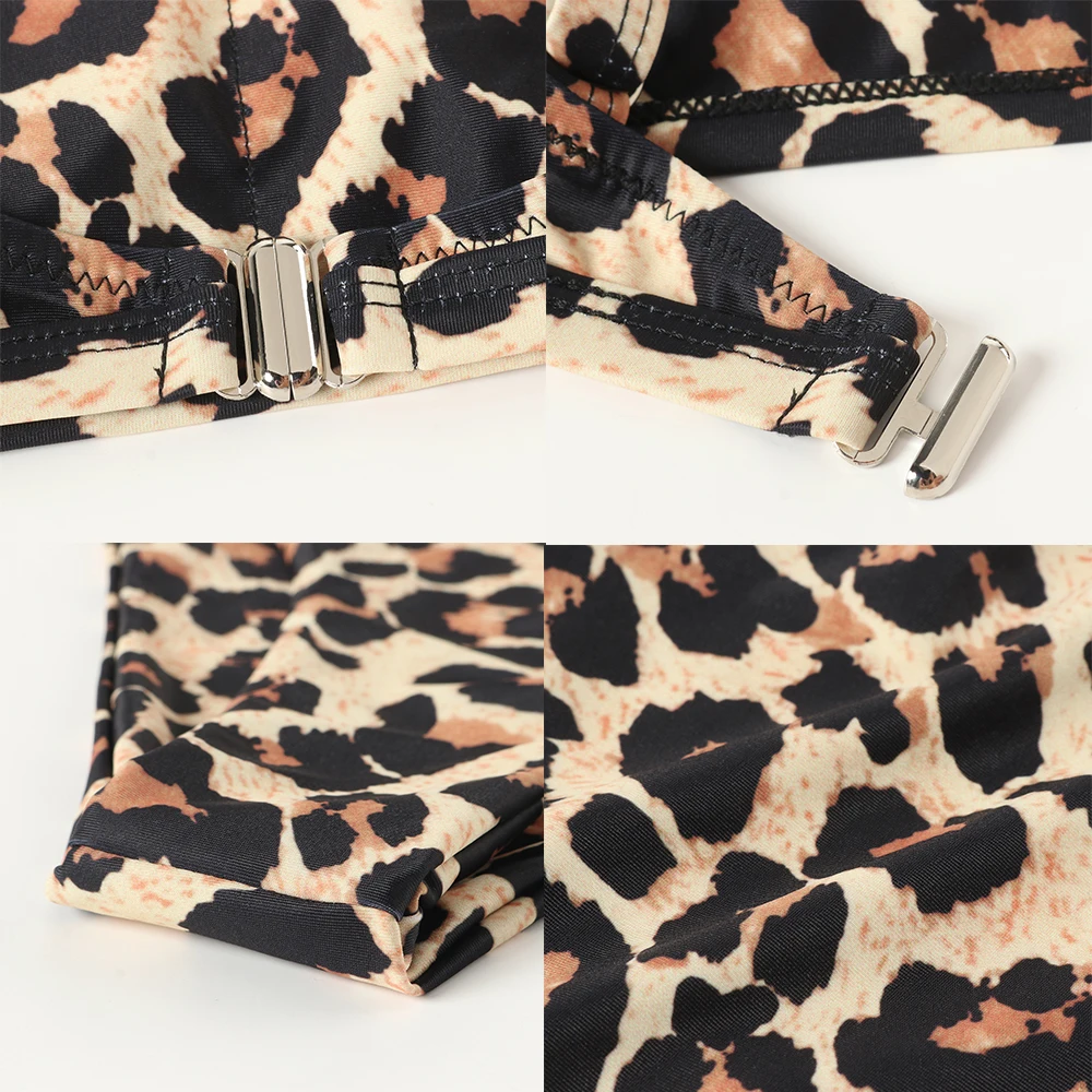 

Sexy Bikini 2021 Leopard Bathing Suit High Waist Swimsuit Push Up Plus Size Beachwear Bandage Swimwear Women Hot Bandeau Biquini