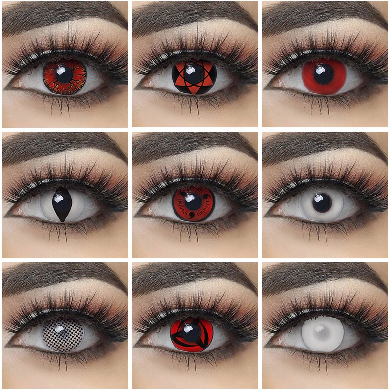

1Pair Cosplay Contact Lenses Halloween Colored Contact Lens for Eyes Red White Lenses Anime Eyes Contact Lenses Color Sharingan