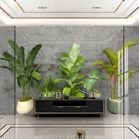 custom 3d photo wallpaper gray cement wall green plant potted living room sofa tv background wall home decoration mural painting