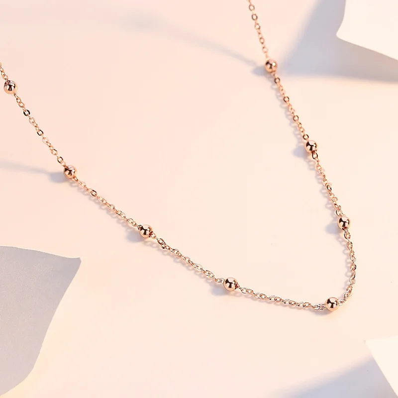 

YSH Новинка 100% Стерлинговое Серебро 925 пробы оригинальные Универсальные круглые бусины цепочка до ключиц подходит для женщин праздничные по...