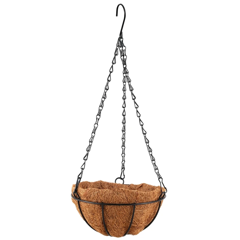 Black Growers Hanging Basket Planter with Chain Flower Plant Pot Home Garden Balcony Decoration-8inch | Дом и сад