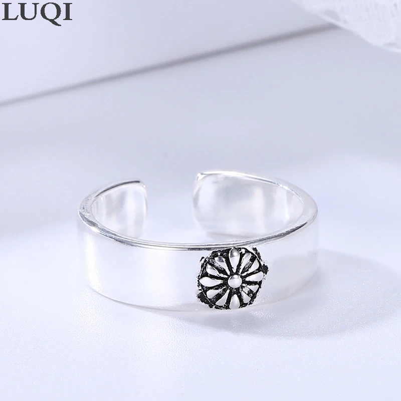 

S925 Silver Fashion Simple Daisy Glossy Women's Open Ring NJ081