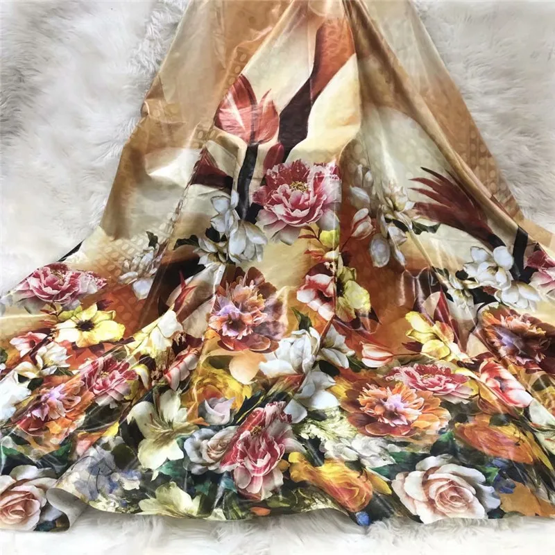 

4 yard/lot Jacquard dress fabric bazin riche brode fragrant Tie-dye With gold powder can be washed and soft for women cloth 4L1