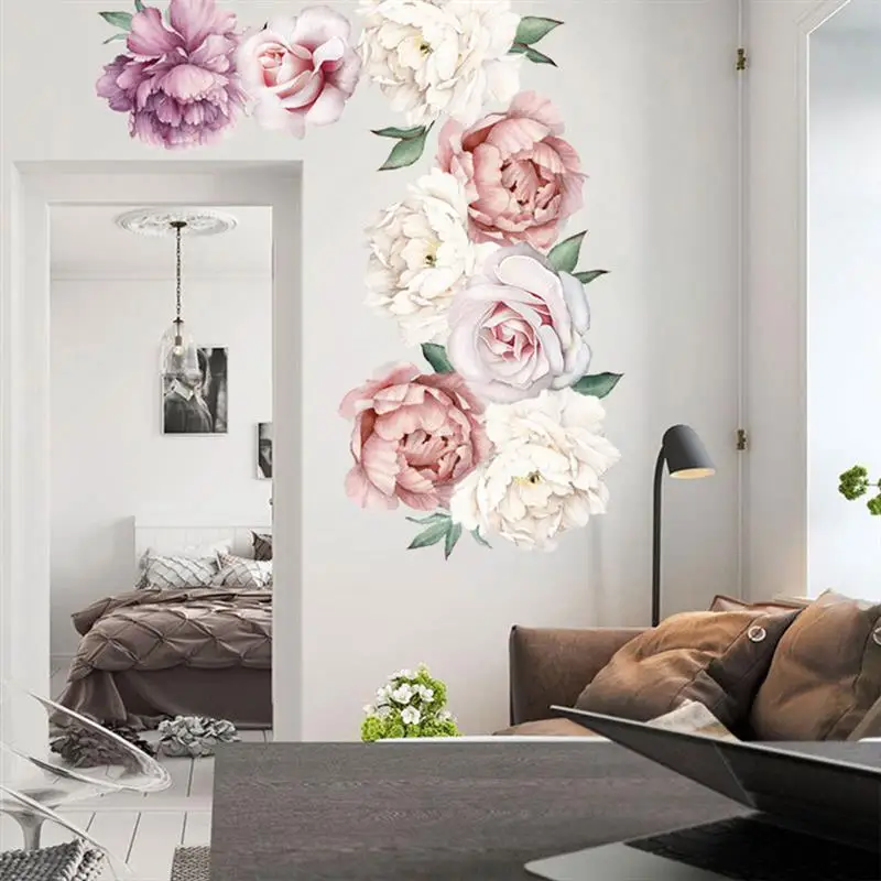 

Peony Rose Flowers Wall Sticker Art Nursery Decals Kids Room background Home Decor Gift PVC High Quality Wall Stickers